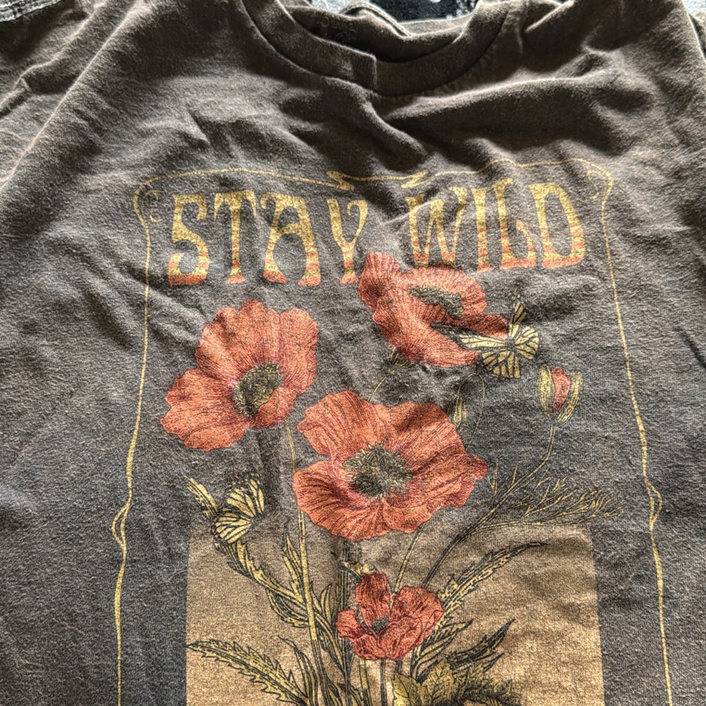 Stay Wild Graphic Tee with Floral Design